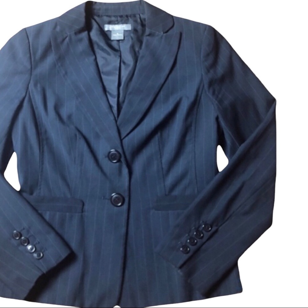 Ann Taylor Dark Gray Pin Stiped Blazer Suit Jacket Size 2P Pre-Loved